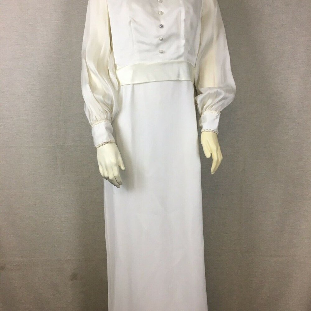 Vintage Cream Ls Maxi Dress Wedding Formal k068